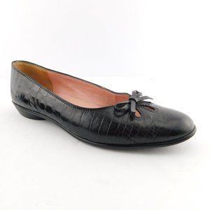 AMALFI Croc Print Black Leather Nordstrom Exclusive Bow Ballet Flats 7.5